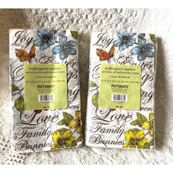 NIP Pier 1 Easter Spring Buffet/Guest Paper Napkins With Floral & Bunny Design - Picture 2 of 2